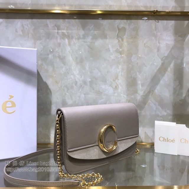 Chloe女包 克洛伊經典C鏈麂皮拼牛皮單肩包 Chole肩背斜挎包  jjh1370
